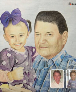 grandfather and baby colored pencil portrait