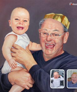 grandpa and baby watercolor painting