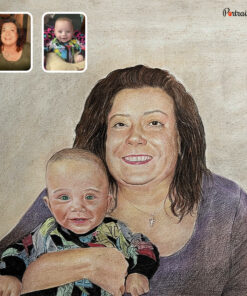 mother and baby colored pencil drawing