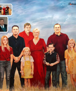 Family Watercolor Merged Portraits