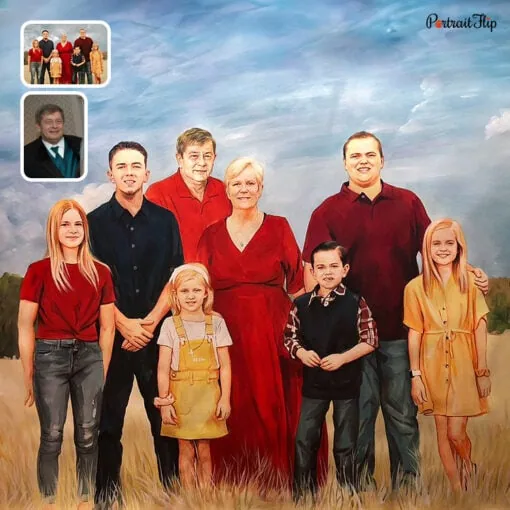 Family Watercolor Merged Portraits