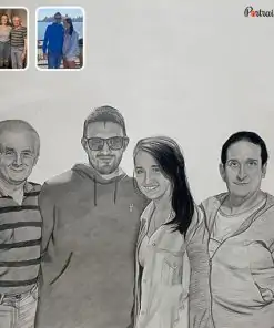 photo to combined merged family pencil portrait