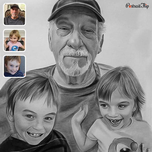 Compilation Pencil Portraits from your Multiple Photos [Free Shipping]