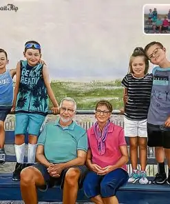 photo to grandparents and four kids acrylic painting