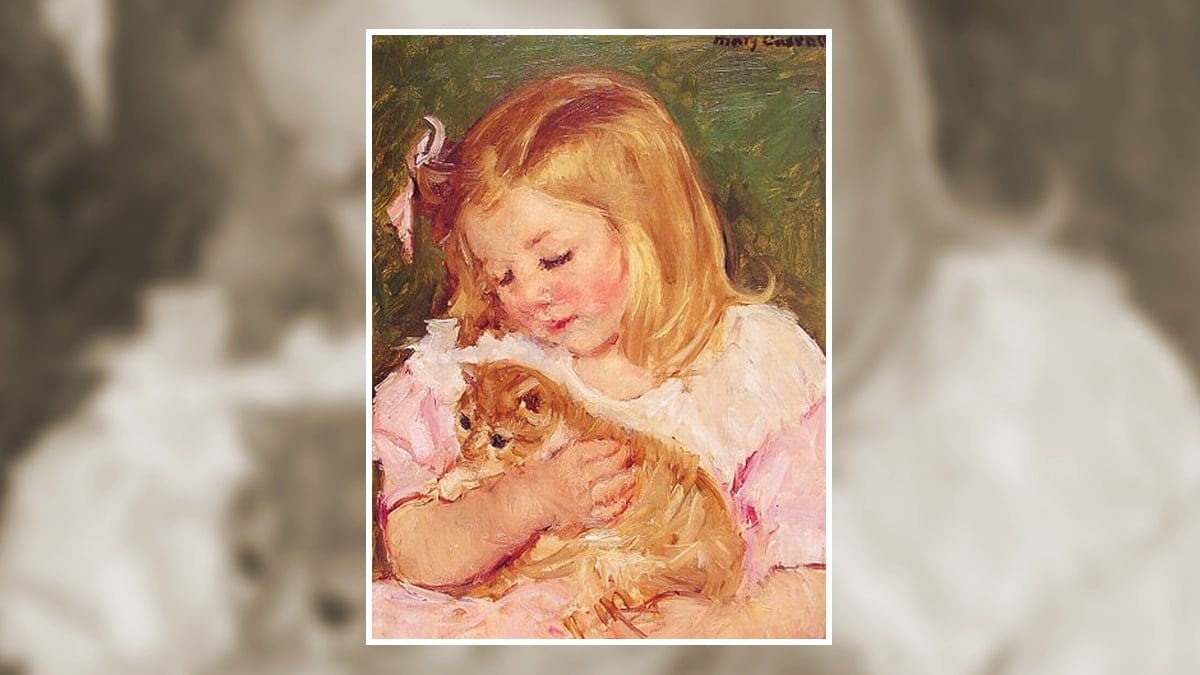 Sara Holding A Cat by Mary Cassatt