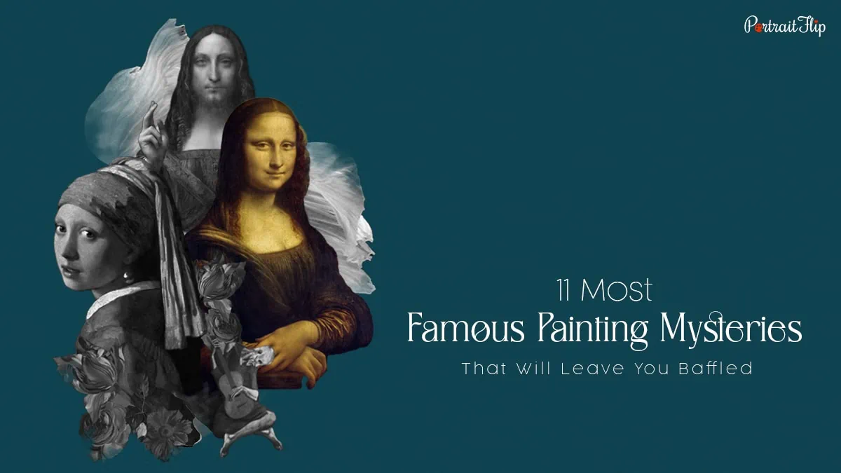 portraits of Mona Lisa, Salvator Mundi and the Girl with the Pearl Earring.