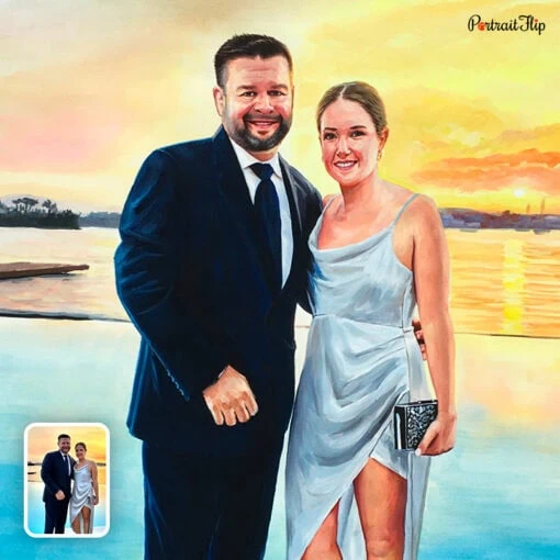 wedding couple pastel portrait