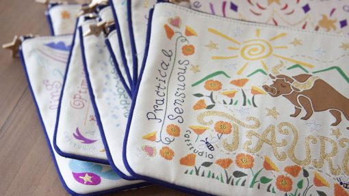 woven astrology zip pouch