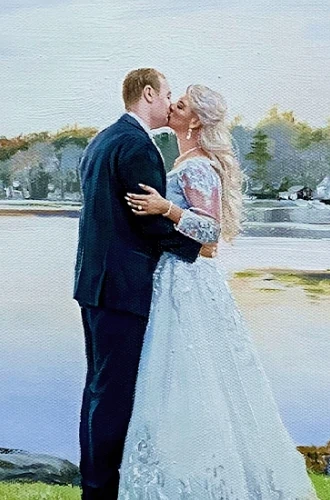 kissing couple portrait