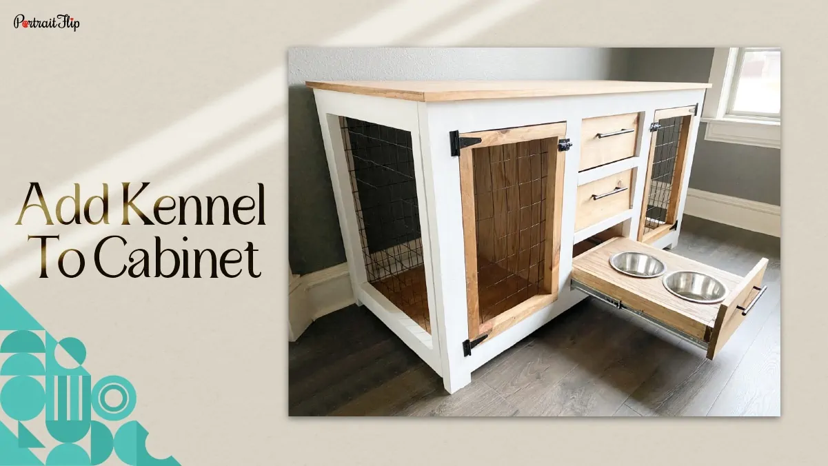  a cabinet with a dog kennel