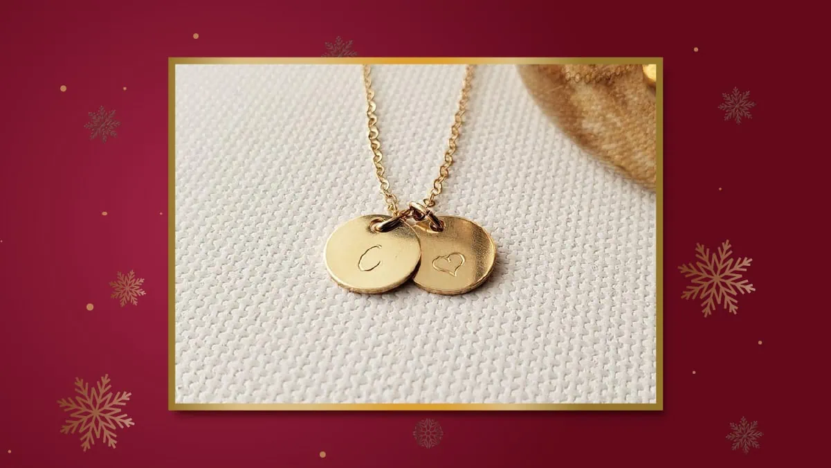 initial disc necklace, Christmas Gift For Her