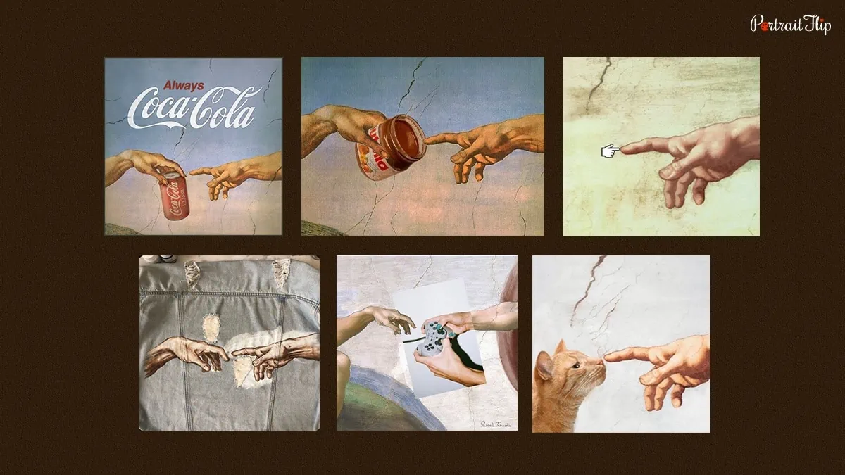 influence of the painting Creation of Adam by Michelangelo. 