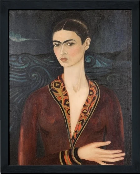 Frida Kahlo Paintings in red velvet dress