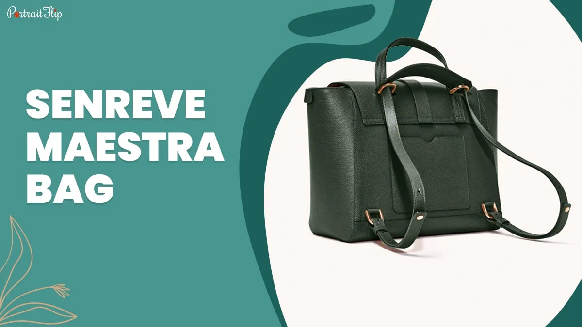 a green senreve maestra bag is placed on the white surface, Just Because Gift