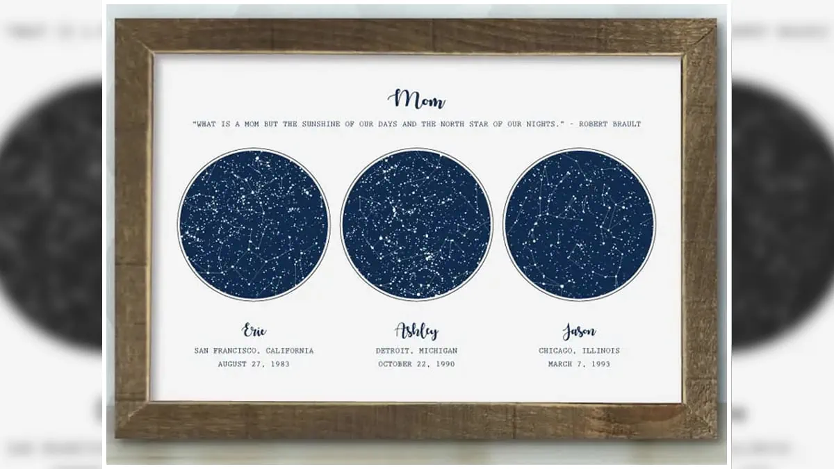 A Constellation Map as a unique mother's day gift idea. 