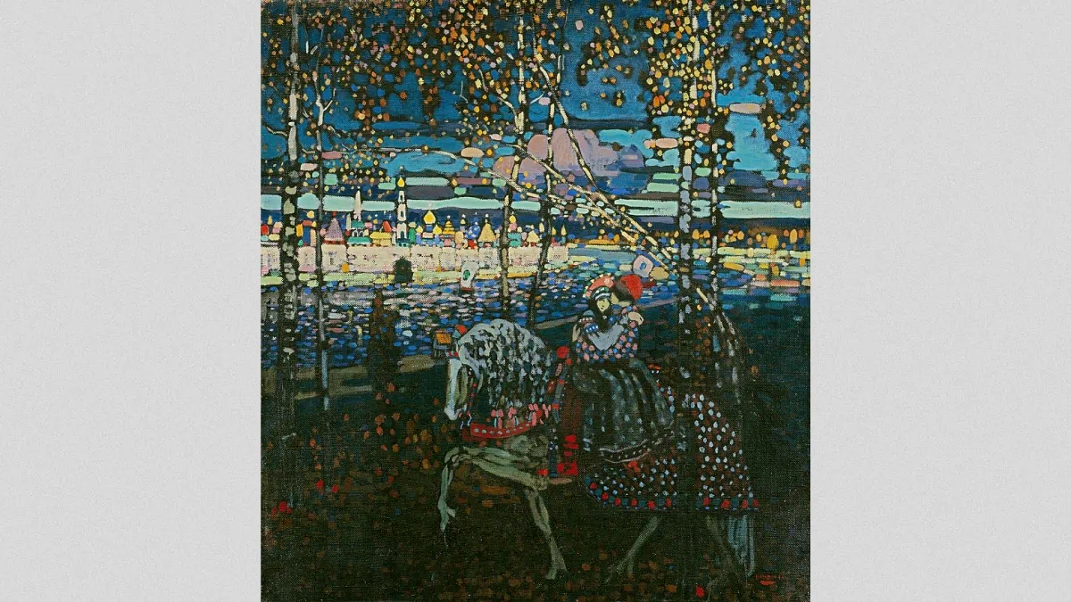 Couple on Horseback in one of the best paintings by Kandinsky. 
