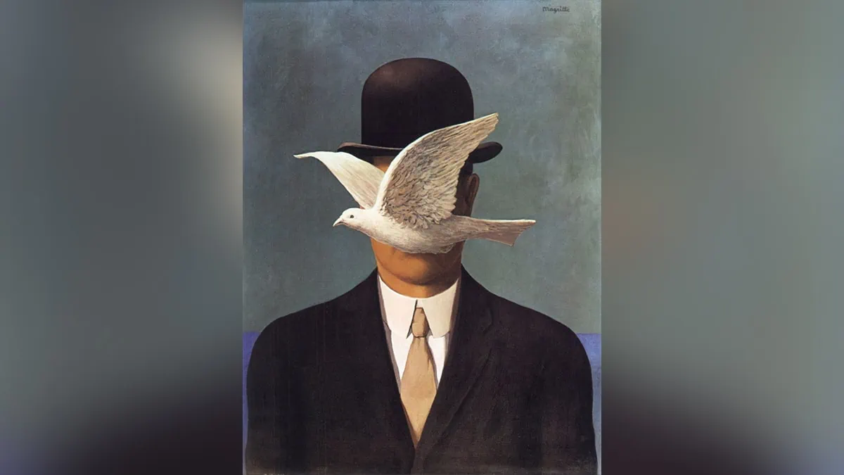 One of the famous painting by René Magritte, "Man in a Bowler Hat."
