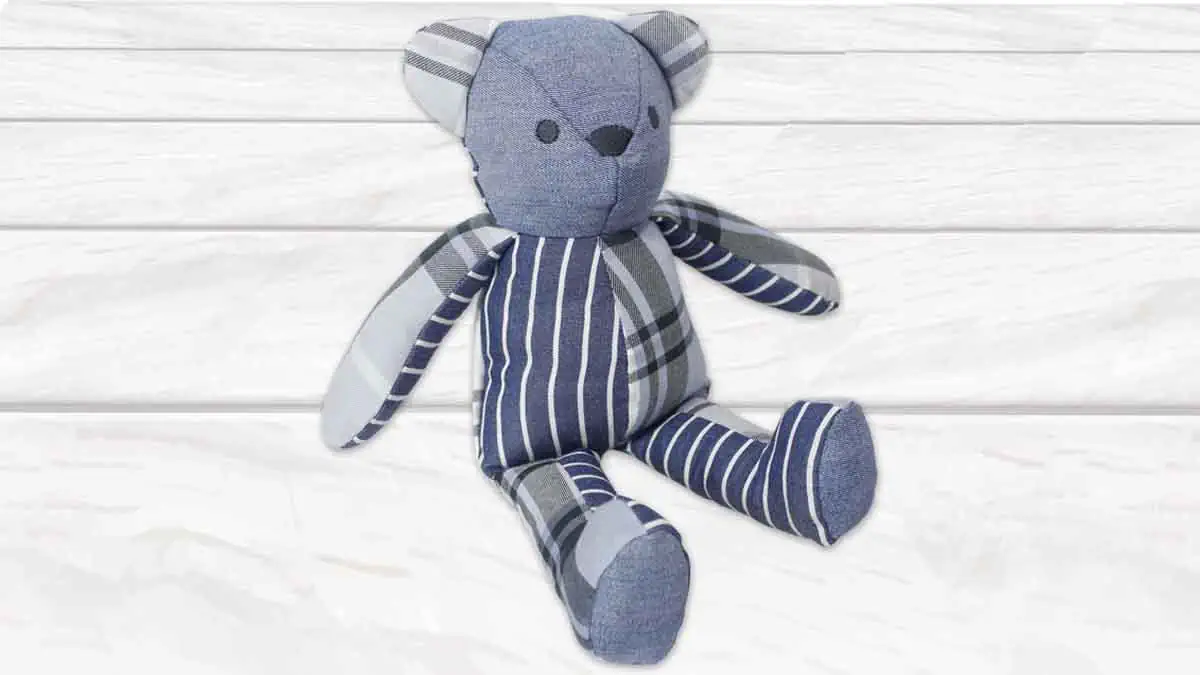 A teddy made from the clothes of the person lost. A memory teddy is a gift for memorial for the loss of a child.