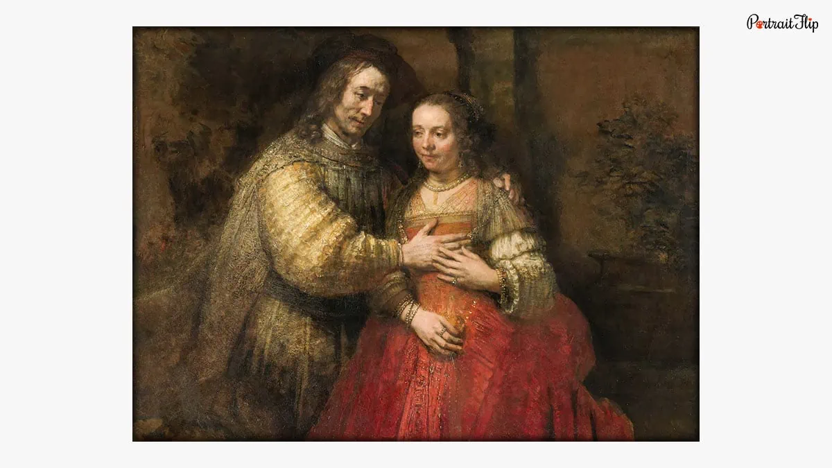 painting by Rembrandt: Isaac and Rebecca.