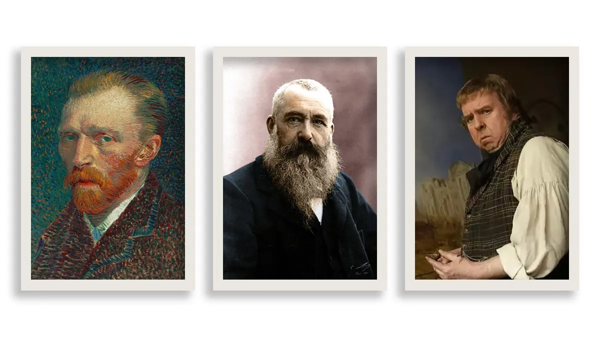 famous landscape artists, van Gogh, Claude Monet and J.M.V. Turner