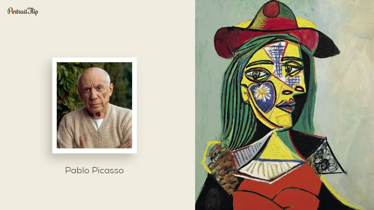 Pablo Picasso and his Cubist Portrait.
