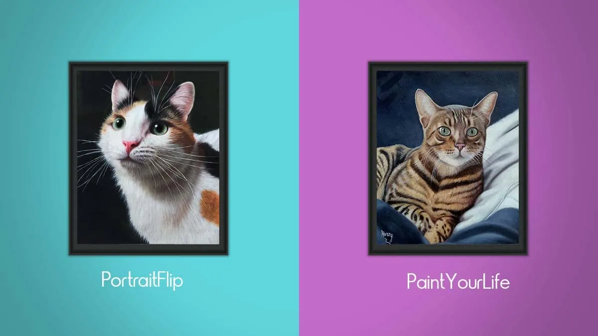Comparison between Pet Portrait by PortraitFlip vs. PaintYourLife™