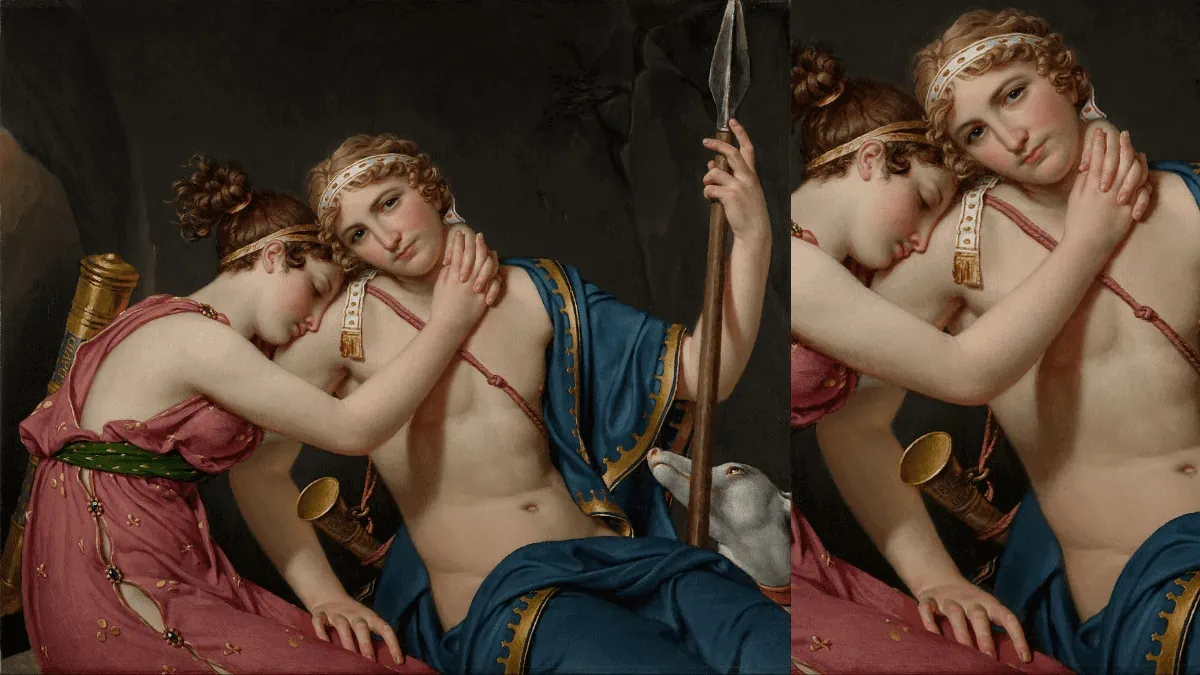 The Farewell Of Telemachus and Eucharis is a painting by Jacques- Louis David
