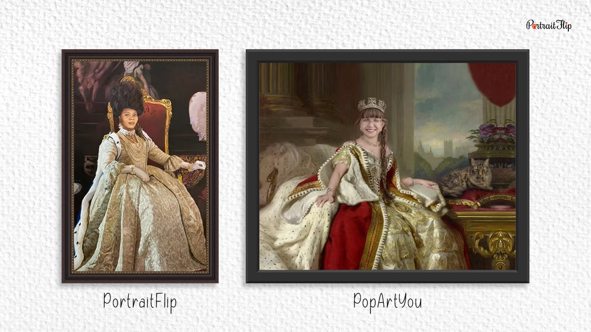 comparison of women royal portraits of portraitflip vs popartyou
