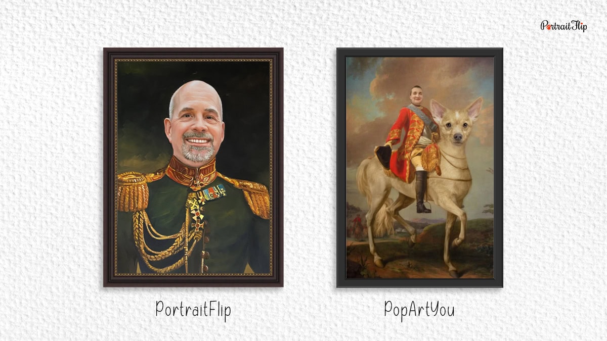 comparison between royal men portraits portraitflip vs popartyou 