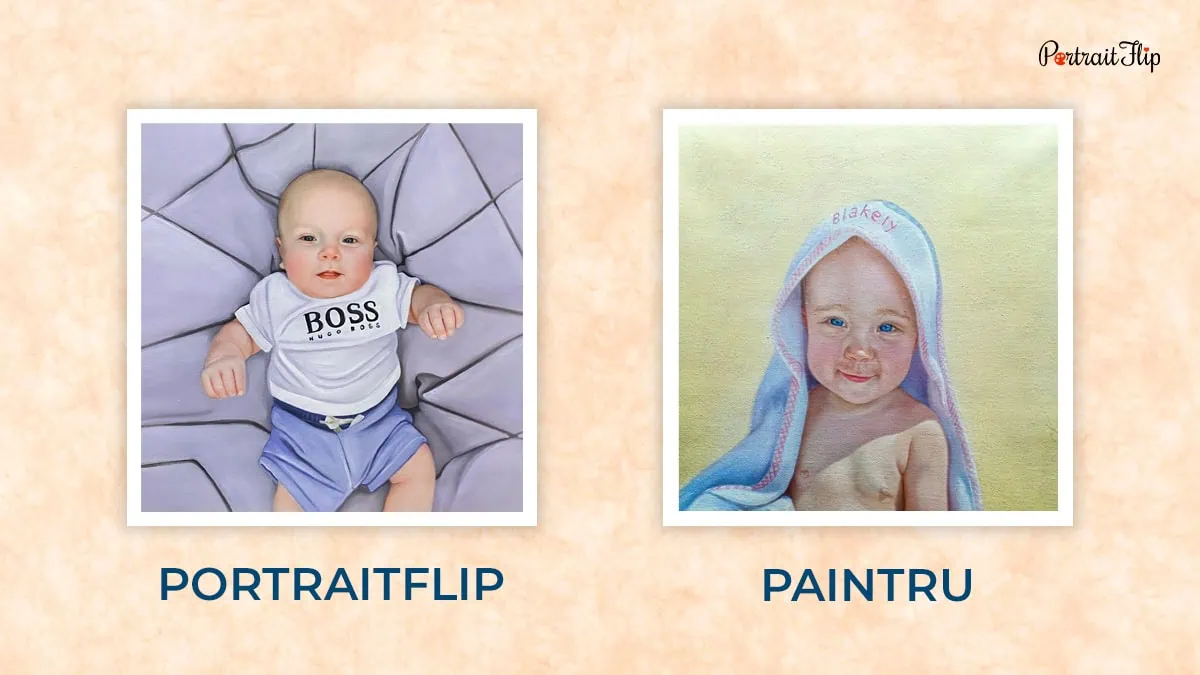 Comparison of Baby Portrait between PortraitFlip vs. Paintru