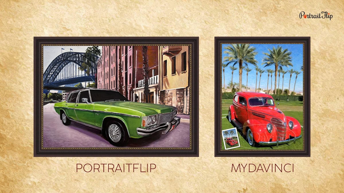 Comparison of Vehicle Portrait between PortraitFlip vs. MyDaVinci