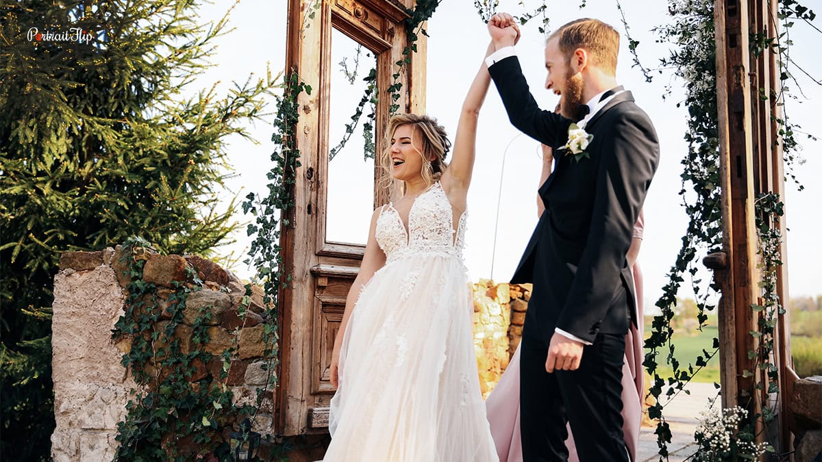 bride and groom right after getting married