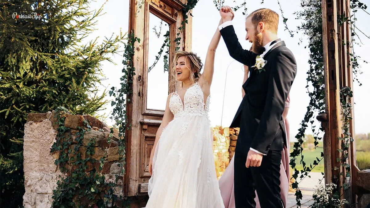 bride and groom right after getting married