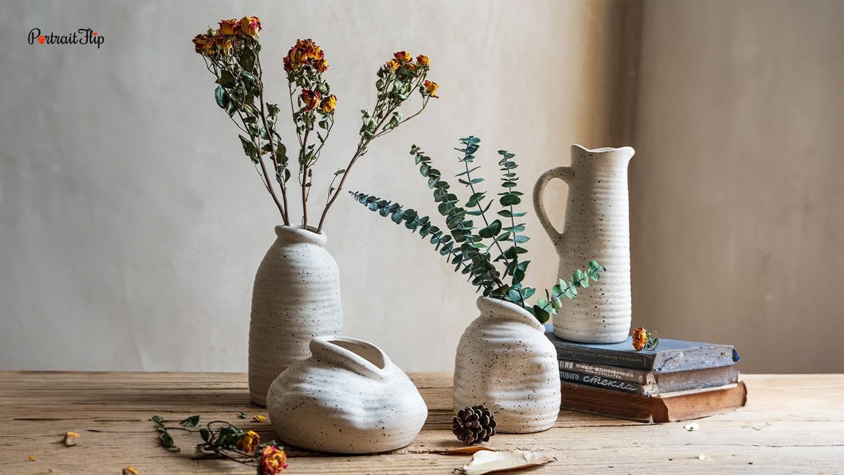 a set of ceramic vases 