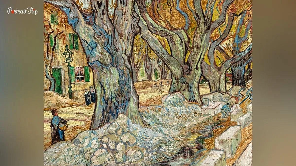 Van Gogh painting showing outlines