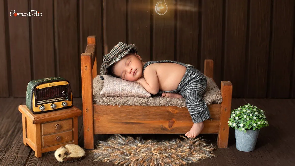 newborn baby portrait idea with props