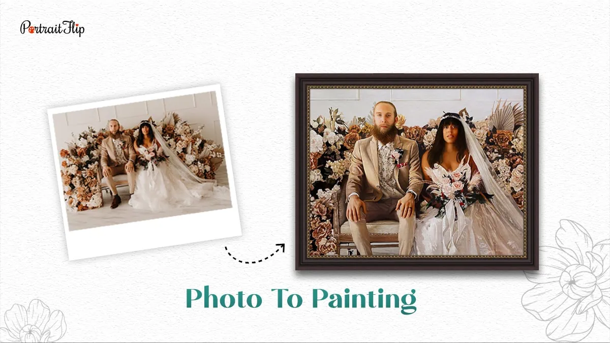 This image shows the transition of turning photos to painting