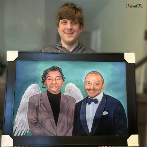 Happy Customer with Memorial Pastel Portraits