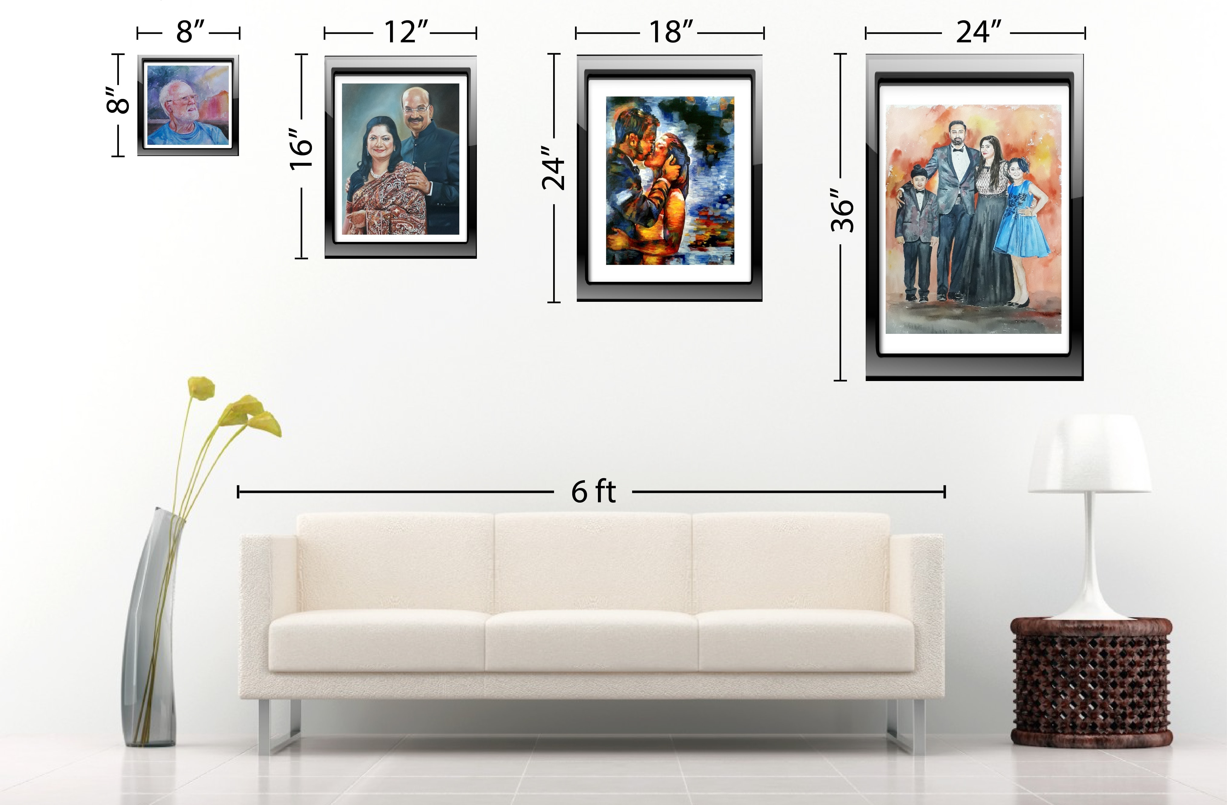 Size Chart Frame Sizes Painting Sizes PortraitFlip Oil Painting